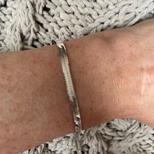 Sterling Silver Herringbone Bracelet - Silver